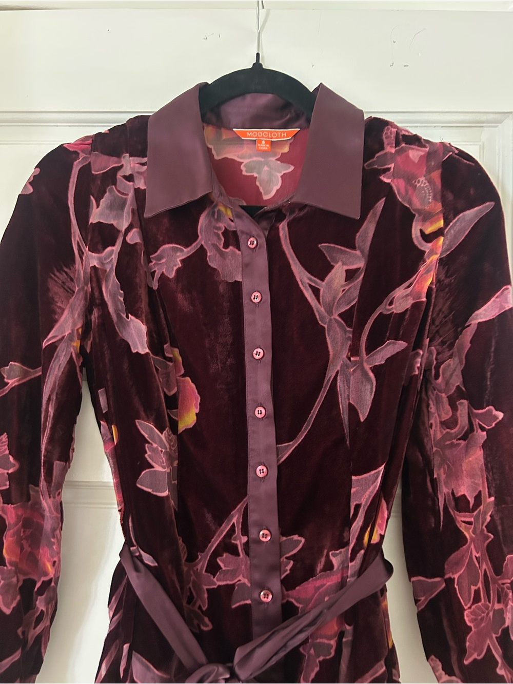 ModCloth Burgundy Velvet Dress with Slip - Size S - Picture 2 of 6